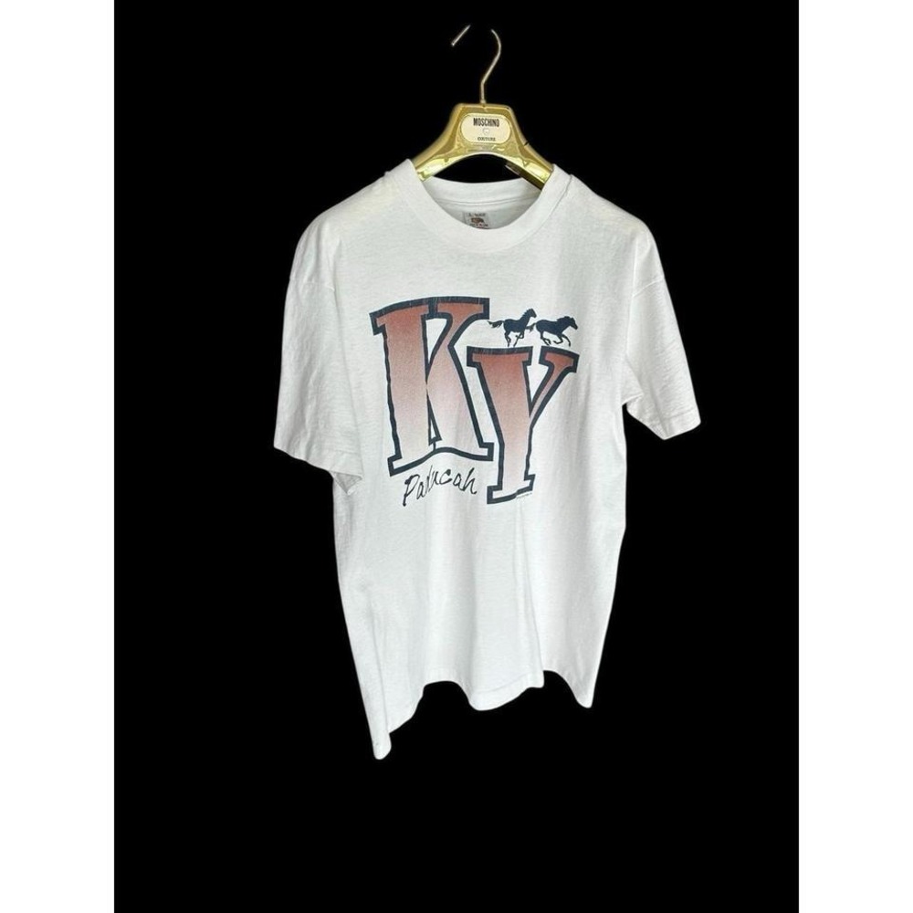 1993 KY Paducah Kentucky Vintage T-Shirt Horse Single Stitch White - Size Large